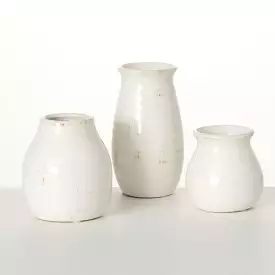 White Glossy Vase Set Of 3