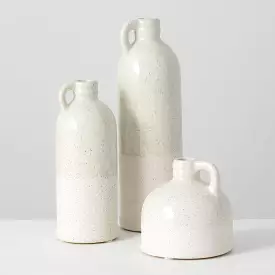 White Speckled Jug Vase Trio