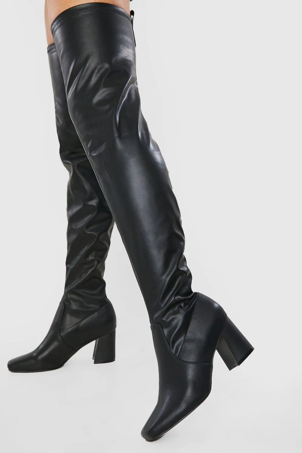 Wide Width Over The Knee Flared Heel Boots