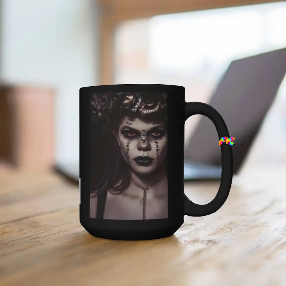 Witch With Red Eyes Black Mug 15oz