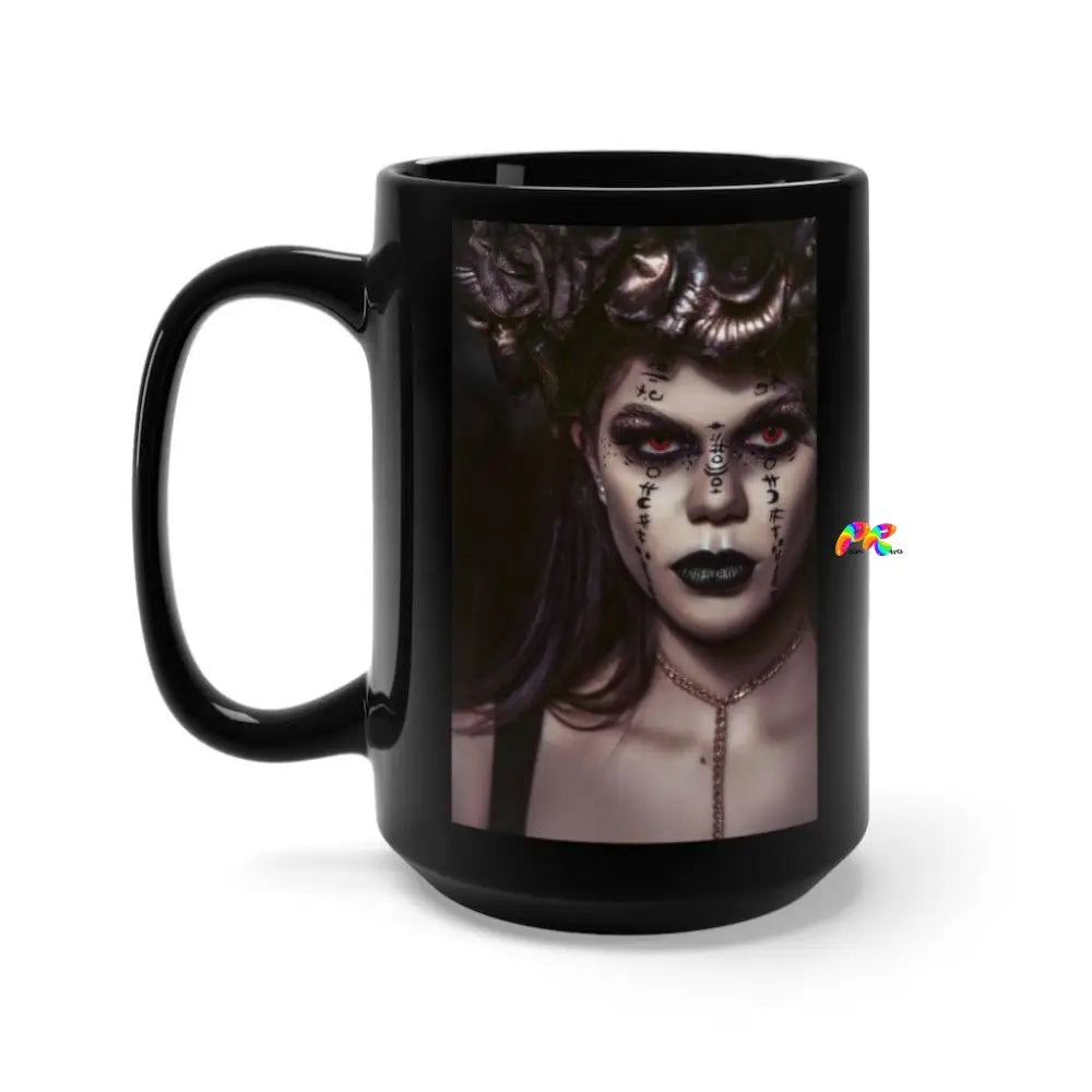 Witch With Red Eyes Black Mug 15oz