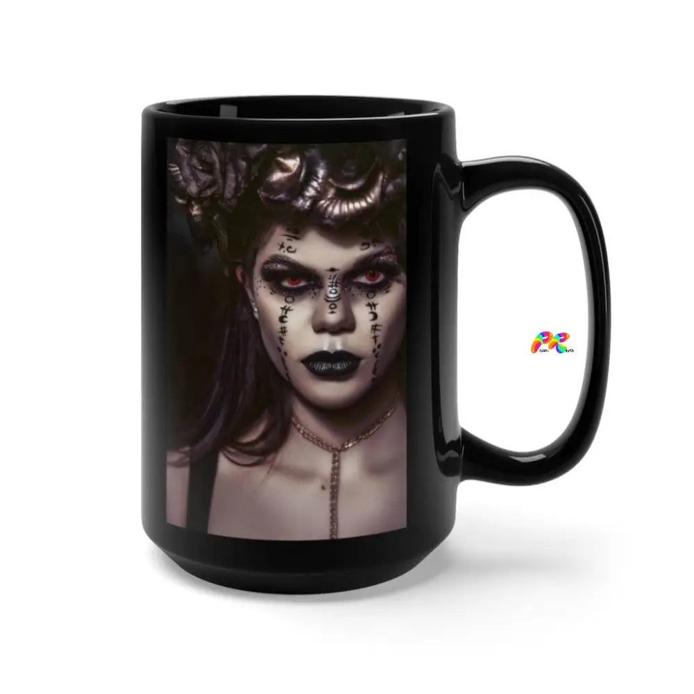 Witch With Red Eyes Black Mug 15oz