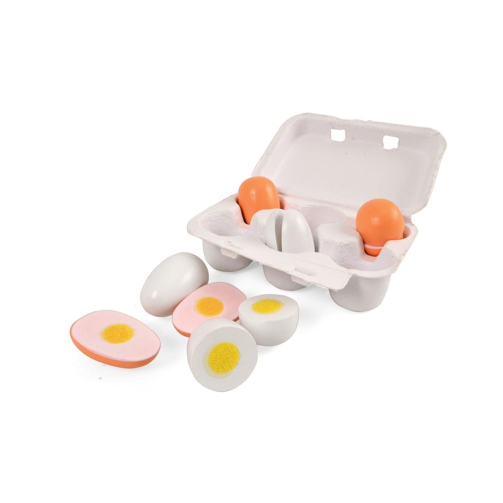 Wooden eggs in an egg tray 6pcs